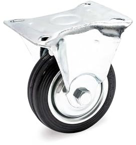 Wiltec Bockrolle Ø75mm mit Gummirad und Metallfelge 50kg Tragkraft, Vollmaterial Apparaterolle Transportrolle Möbelrolle, leiser Lauf