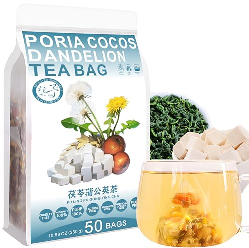 Plant Gift Poria cocos Dandelion Tea Bag 8.81oz (5g*50bags) Rose, Orangenschale, Weißdorn, chinesischer reiner natürlicher, Gesundheitspflege gemischter Tee, Kombination von Blumentee 250g 茯苓蒲公英茶