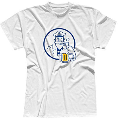 T-Shirt Kapitän Bier Captain Beer Party feiern Malle Fun 13 Farben Herren XS-5XL Partyurlaub Vereinsfahrt Karneval Seemann Marine Schiff, Größenauswahl:XL, Farbauswahl:Weiss