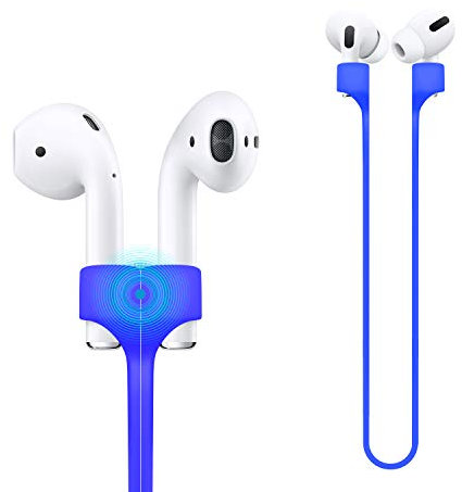 Deexeen Compatible for Magnetic Anti-lost Strap AirPods 1 2 Pro Accessory - Colorful Soft Sport String Tether Lanyard, Running Silicone Wire Cable Connector, Silica Gel Neck Rope Cord - Blue