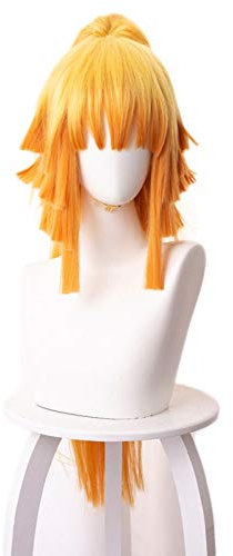 Anime Dämonentöter Kimetsu no Yaiba Agatsuma Zenitsu Frauen Pferdeschwanz Lange Perücke Cosplay Kostüm Hitzebeständige synthetische Haarperücken COS-487CA