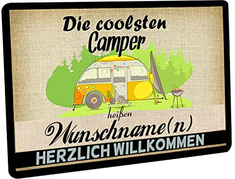 Crealuxe Personalisierbare Fußmatte - Die coolsten Camper heißen - Türmatte mit Wunschtext, Name oder Motiv – rutschfest – 60x40 cm – Türvorleger für Innen & Außen – Einzug, Hausflur oder Büro