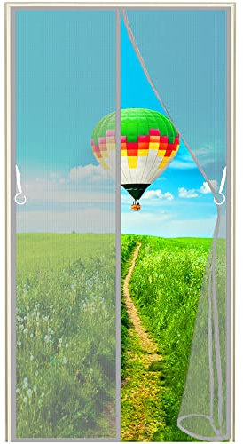 Side Opening Magnetic Screen Door, (663 Size) 210x240cm Reinforced Removable Insect Fly Mesh for Back Door Balcony Patio Living Room Gray