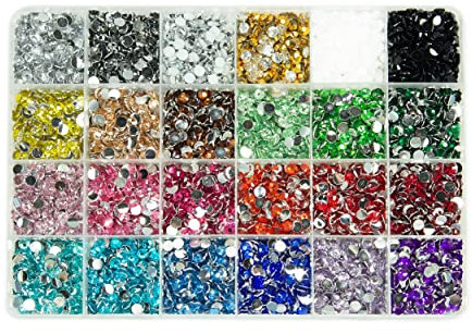Box of 24 Normal Colours 5mm 7200pcs Flat Back Pearl Beads Crystal Diamantes for Nail Art & Craft Scrapbooking Embellishments