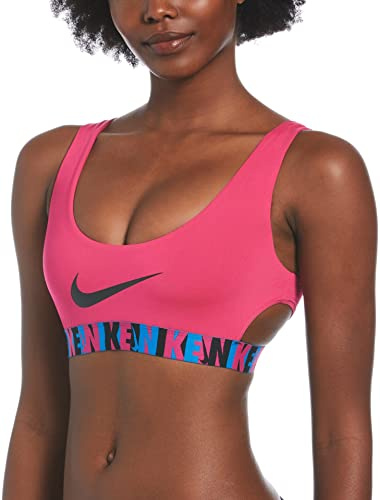 Nike Swim Logo Tape Scoop Neck Bikini Oberteil Damen pink