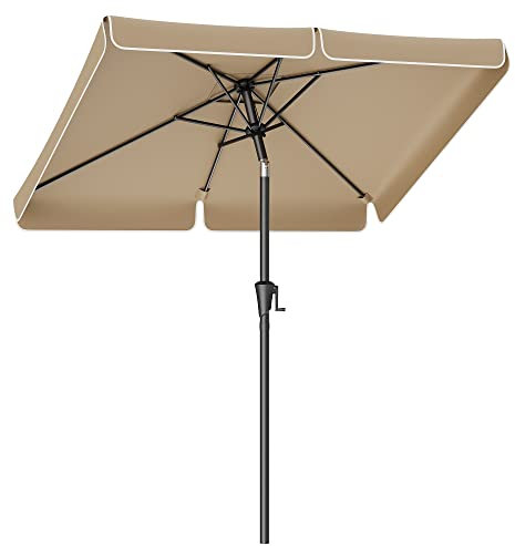 SONGMICS Sombrilla rectangular para balcón, 200 x 150 cm, protección solar UPF 50+, doble cara 30°, para jardín, terraza, sin soporte, GPU048K01