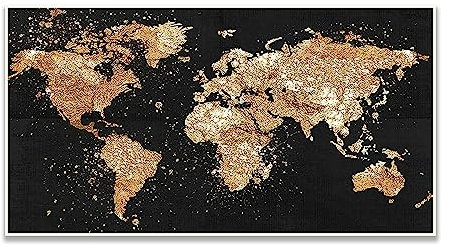 DCIDBEI 85 x 45 CM DIY Diamant Stickerei Gold Schwarz, Diamond Painting Weltkarte, 5D Malerei nach Zahlen Landschaft, Originelles Kunsthandwerk, Wohnzimmer-Büro-Wanddekoration