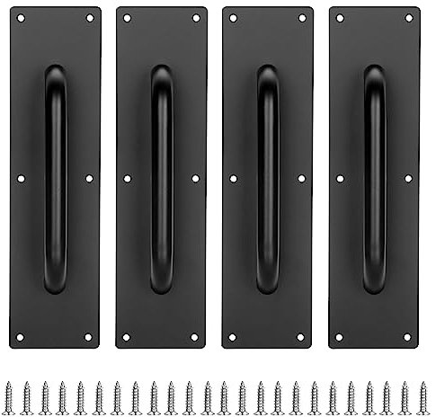Sumnacon 4PCS Stainess Steel Door Push Plates,Sturdy Door Handle Plates with Screws, Durable Door Pulls for Home Office Public Commercial Places,Black