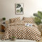 Houseri Brown Plaid Duvet Cover King White Pumpkin Colored Checkerboard Duvet Cover King Size Men Women Caramel Buffalo Checkered Bedding Elegant Camel Grid Duvet Covers King