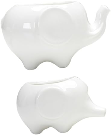 BESPORTBLE 2pcs Modern Ceramic Elephant Flower Pot Stand for Indoor Succulent Plant Pots