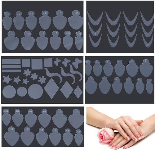 QIUMING 72 pezzi francesi Adesivo Per Nai Form stencil forma francese adesivo de Unghie Doppia Forma per French Manicure adesivi per stencil per unghie french Per unghie fai da te (Trasparenza B)