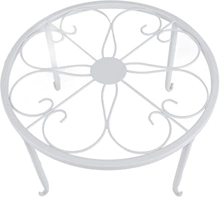 Soporte Para Plantas De Metal,Macetero De Hierro Forjado,Soporte Para Macetas De Arte En Hierro,Soporte Para Jardín Interior Y Exterior,Soporte Para Macetas Simple(Large-Blanco)
