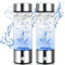 Paquete de 2 botellas de agua de hidrógeno portátil de 420 ml, generador de agua de hidrógeno con tecnología SPE y PEM, botella de generador de agua portátil recargable (plata)