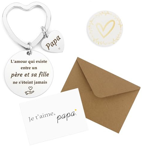Koudindg Cadeau Fête des Pères - Porte-Clés Papa, Idée Cadeau pour Noël et Anniversaire
