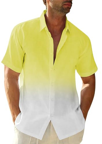 Idee Cadeau Fete des Peres Fete des Peres Chemise Homme Carreaux Chemise Ralph Lauren Homme Surchemise Homme Chemise en Jeans Homme Chemises Casual Homme Chemise Infroissable Jaune 2XL