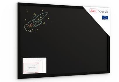 ALLboards Schwarze Kreidetafel 90x60cm Mit Schwarz ECO-Holzrahmen, Zum Aufhängen, Wand Tafel Holz, Gastronomie, Mit Kreide