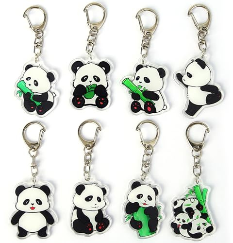 YGCHEN Panda Schlüsselanhänger Panda Acryl-Schlüsselanhänger Niedliche Tier Schlüsselring Kindergeburtstag Anhänger für Schlüssel und Taschen 16 Stück
