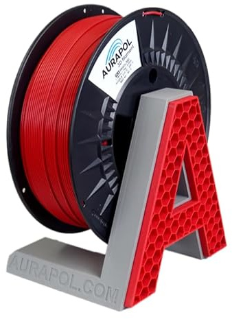 AURAPOL PLA 3D Filament 1.75, PLA 1kg, Filament-3d-druckmaterialien, Rot Metallic, 3D Drucker Filament, Präzision 1,75 mm +/- 0,02 mm, ERSCHWINGLICHE QUALITÄT