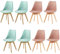 H.J WeDoo Pack 8 Sillas de Comedor Nórdico, Silla Cocina de Haya con Asiento Tapizado y Respaldo Ergonómico,4Verde Menta+4Rosa Humo