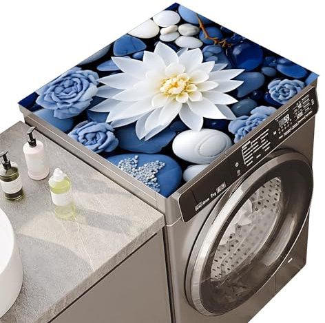 Washing Machine Cover 60 x 60 cm Washing Machine Dust Protection, Non-Slip, Universal Tabletop Washing Machine Pad, Soft and Cuttable Ideal for Washing Machine, Dryers, Refrigerator, Kitchen (B)