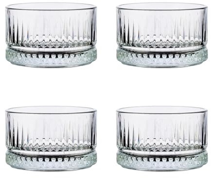 Nordic Schiller Premium Glass Dessert Bowls, Set of 4, 235ml 100% Lead Free Glass Pudding and Fruit Serving Bowls, Dessert Dish, Snack Dish