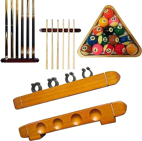 KEuLen Queueständer,Billard Queue Halter,Pool Queue Rack, Billardzubehör, 4-Loch-Billard-Queue, Squash-Queue aus Hartholz, einfache Installation(Color:Light Yellow)