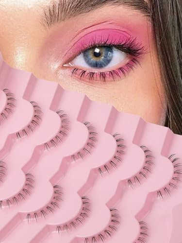 Wimpern Natürlicher Look Bottom Lashes 8 mm Lower Lashes Künstliche Wimpern Thin Band 3D Volume Fake Lashes Pack Siligli, 7 Paar