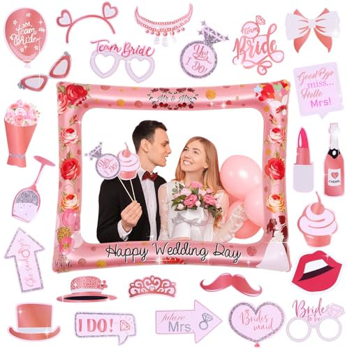Aufblasbarer Fotorahmen Selfie Bilderrahmen Foto 71 x 58 cm mit 57g Roségold Fotobox Requisiten Accessoires Fotorequisiten für Hochzeit Party Dekorationen