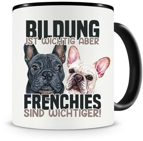 Samunshi® Tasse mit Spruch Bildung Wichtig Frenchie Wichtiger Teetasse für Hunde Kaffeebecher Fans Kaffeetasse Lustige Tassen zum Geburtstag French Bully Französische Bulldogge