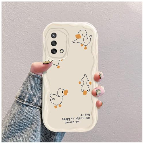 hdqICase Hülle Kompatibel mit Oppo A74 4G Weiß | Ente Welle Silikon Weich