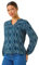 Roman Originals Pintuck Shirt for Women Ladies Jersey Blouse Collarless Top Flare Crinkle Notch Neck Tunic 3/4 Length Sleeve Longline Smart Casual Party Going Out - Teal Blue - Size 12