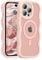 UEEBAI Coque Magnétique pour iPhone 14 Pro Compatible avec Recharge sans Fil, Wave Frame Étui en Silicone Liquide, Housse de Protection Antichoc Bumper Cover Case avec Anti-Rayures, Rose