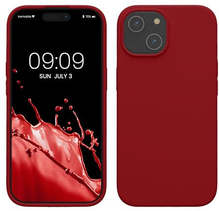 kwmobile Case for iPhone 15 Case - Soft TPU Silicone Cover - Rhubarb Red