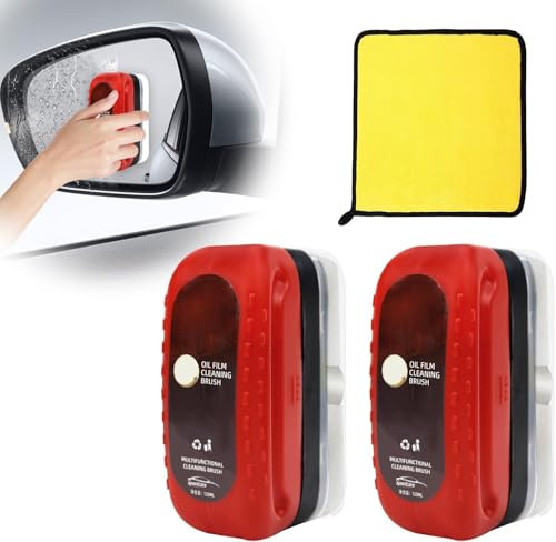 Fosoloni 2 Stück Ölfilm-Reinigungsbürste mit 1 Korallenfleece Tuch, Multifunktionale Oil Film Cleaning Brush, Autoscheiben-Ölfilm-Entferner Für Autospiegel, Windschutzscheiben, Autoinnenräume