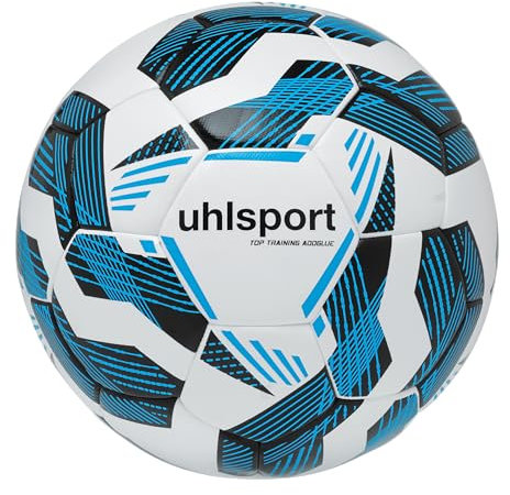 uhlsport Fußball Fairtrade Top Trainingsball mit Addglue-Technologie, weiß/schwarz/Fluo blau
