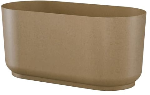 Plant Pot Trough Long Plastic Box Planter Succulent Garden Window Herb Flower Long Round (Natural wood)