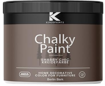Contura KenzoPaints Kreidefarbe Möbel Farbe 250ml. Trend Farbtöne 2025 Möbellack Holz- Lack Shabby Chic Matt (Berlin Bark, 250ml.)
