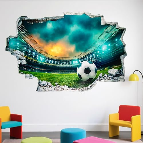 3D Fußball Wandtattoo, Fußball Wandaufkleber Aufkleber, Kinderzimmer Wandsticker Wohnzimmer Küche dekorative Wandaufkleber Cartoon Wandtattoo Kinderzimmer Babyzimmer Hause Wanddekoration