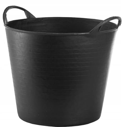 MiG-met - Mehrzweckkorb, großer Behälter, Korb Flexi, Wäschekorb - Stark, Haltbar, Flexibel und Leicht - Frostsicher, Zwei robuste Griffe - Ausdauer 120kg - 23L, 34x26,5x29,5cm - Schwarz - 1 Stück