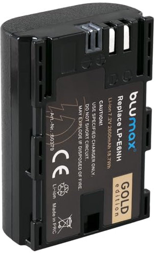Blumax Akku kompatibel mit Canon LP-E6NH |- 2600mAh -| LP-E6P LP-E6N LP-E6 für Canon EOS R Ra R5 II R6 II R7-5D Mark III IV - 6D 7D 60D 90D - XC15