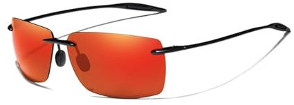 XSFAMGB 1PCS Polarized Sunglasses Men Rimless Lens Driving Square Women Goggle(Red)