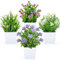 BTSD-home 4-Pack Kleine gefälschte Pflanzen Mini Künstliche Faux Pflanzen mit Blumen für Home Room Bauernhaus Badezimmer Dekor Indoor