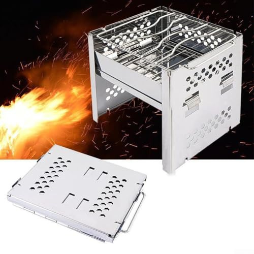 Portable BBQ Barbecue Grill, Stainless Steel Folding Charcoal Barbecue Desk Tabletop For Outdoor Camping Picnic Terrace Travel, 20.5 * 15.5 * 29cm