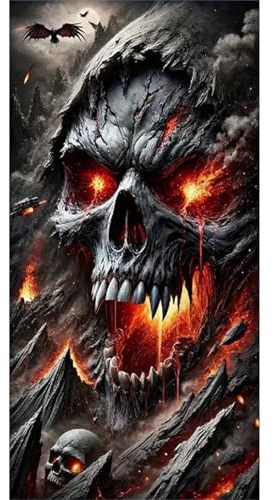 GLIDIAM 45x85cm Diamond Painting Totenkopf Skull, Diamant Malerei Bilder Sensenmann Satan, DIY Full Drill Basteln Erwachsene, Mosaik Stickerei Kreuzstich Geschenk für Wanddeko Wohnzimmer Schlafzimmer