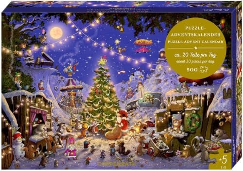 Puzzle-Adventskalender – Weihnachtsmarkt der Tiere