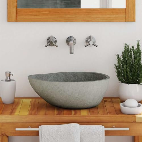 Generico Lavandino in Pietra di Fiume Ovale (37-46) x(29-36) cm,Articoli di ferramenta,Prodotti Idraulici,Articoli Idraulici,Lavandini,Lavandini Bagno,Grigio Talpa,21.95 kg,242667