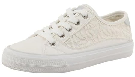 MUSTANG Damen Schuhe Sneakers Low Top Kunstleder Schnürschuhe mit gehäkeltem Besatz 26M0222009