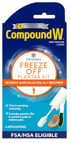 Compound W Freeze Off Wart Removal Kit with Pumice File & Comfort Pads, Plantar Wart Remover, 8 Applications