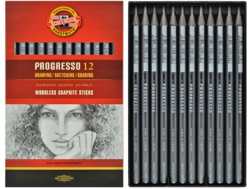 Graphite Stick Sketching Pencils Wood, Set of 12 8B VE4