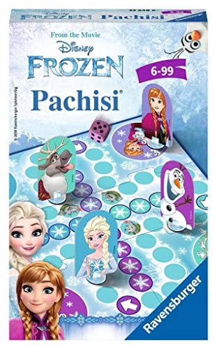 Ravensburger 23448 - Disney Frozen Pachisi®, Mitbringspiel für 2-4 Spieler, Kinderspiel ab 6 Jahren, kompaktes Format, Reisespiel, Brettspiel